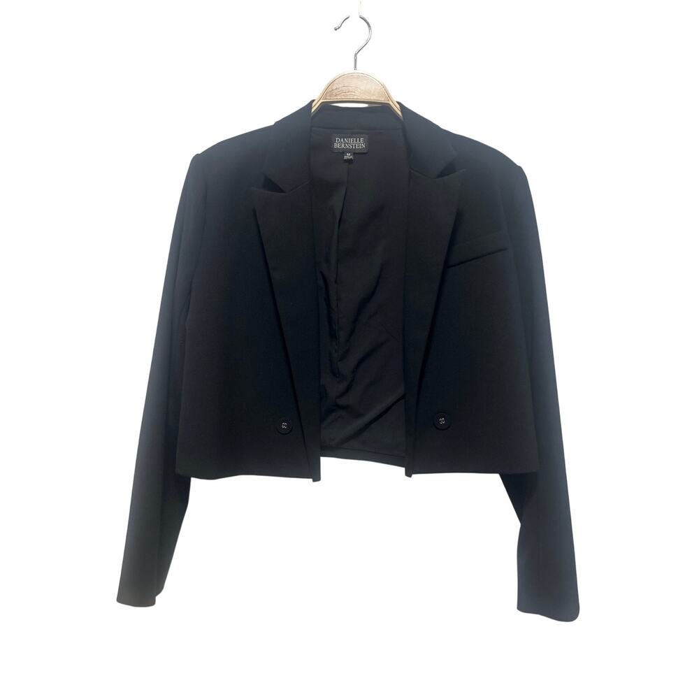 Danielle Bernstein Blacked Cropped Open Front Blazer Medium